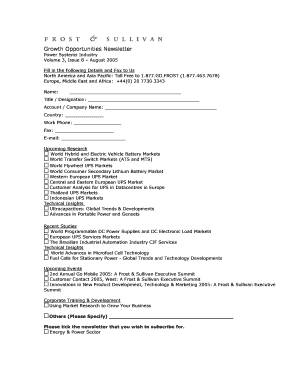 Growth Opportunities Newsletter Subscription Form