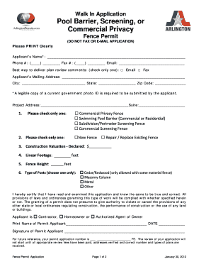 Fence Permit Application