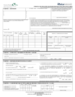 Formule de demande de remboursement des frais dentaires