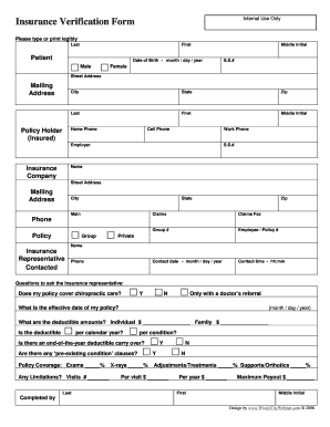 Insurance Verification Form