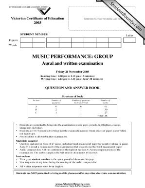 Victorian Certificate of Education Music Performance Exam