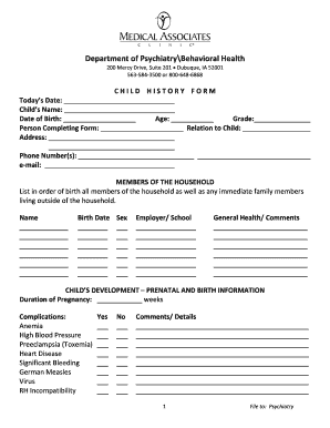 Child History Form