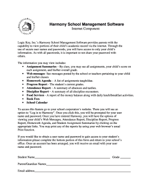 Harmony School Management Software Access Form