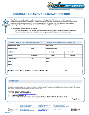 Cruciate Ligament Examination Form