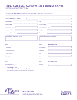 LSESU Catering Breakfast Order Form