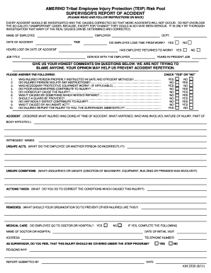 Supervisor's Report of Accident