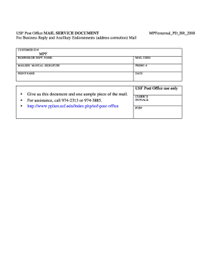 USF Post Office Mail Service Document