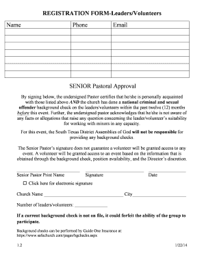 Church Volunteer Registration Form