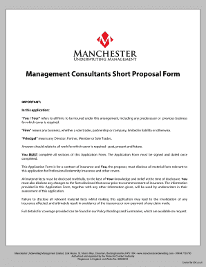 Management Consultants Short Proposal Form