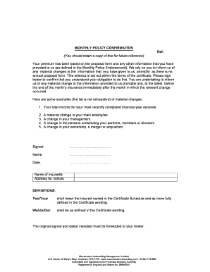 Monthly Policy Confirmation