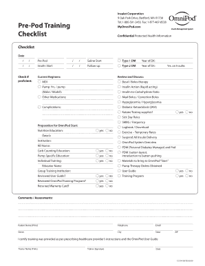 OmniPod Pre-Pod Training Checklist