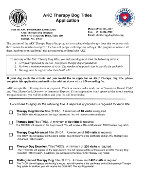 AKC Therapy Dog Title Application