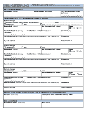 Close Relative and Family Member Data Form