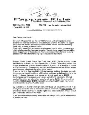 Arizona Private School Tuition Tax Credit Contribution Form