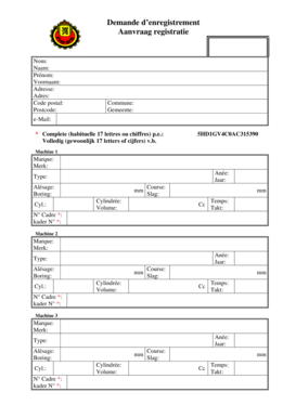 Demande d’enregistrement