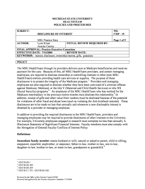 MSU HealthTeam Disclosure of Interest Policy