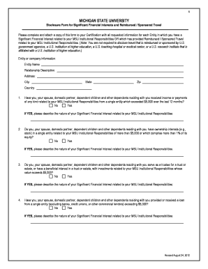 Michigan State University Financial Interest Disclosure Form