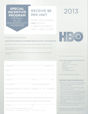 HBO Incentive Program Form