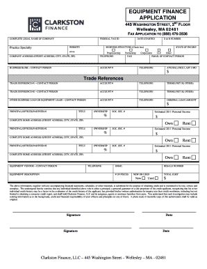 Equipment Finance Application