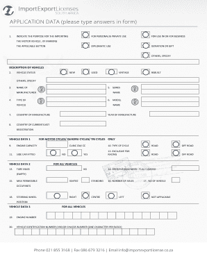 South Africa Vehicle Import Application