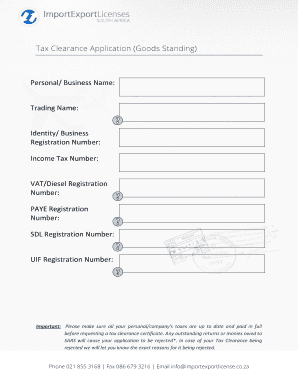 Tax Clearance Application Form