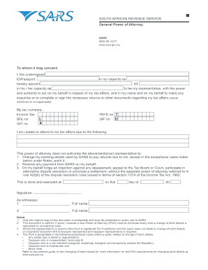 South African Revenue Service General Power of Attorney