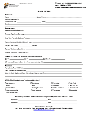 Buyer Profile Form