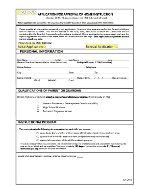 South Carolina Home Instruction Application