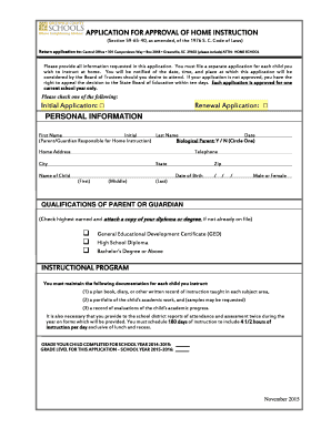 South Carolina Home Instruction Application