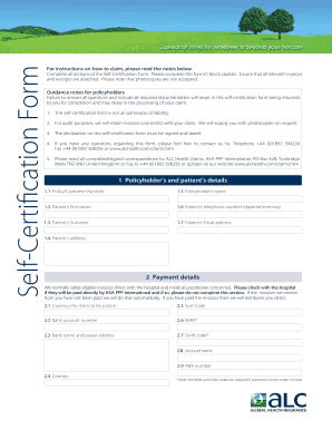 AXA Health Self-Certification Form