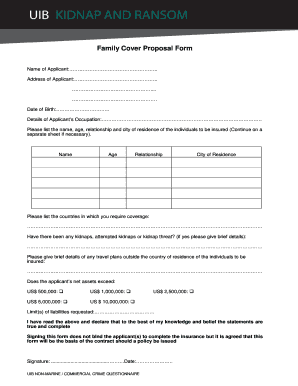 Family Cover Proposal Form