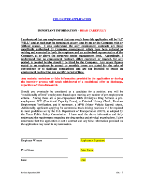 CDL Driver Application Form