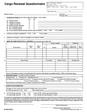 Cargo Renewal Questionnaire