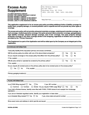 Excess Auto Policy Supplement