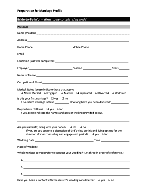 Preparation for Marriage Profile
