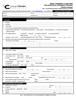 Weekly Indemnity Claim Form
