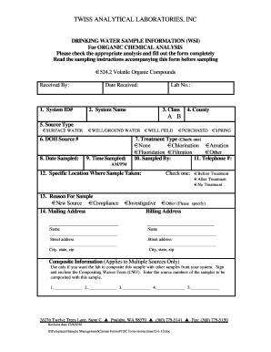 Drinking Water Sample Information Form