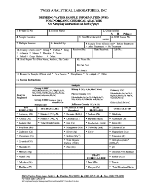 Drinking Water Sample Information Form