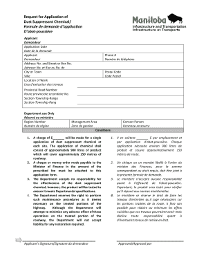 Request for Application of Dust Suppressant Chemical