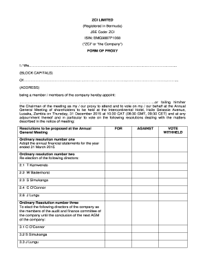 ZCI Limited Annual General Meeting Proxy Form