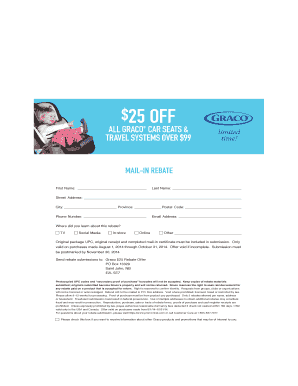 Graco Car Seat Mail-In Rebate Form