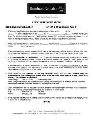 Lease Agreement Recap