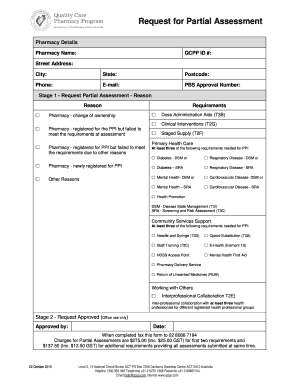Pharmacy Partial Assessment Request Form
