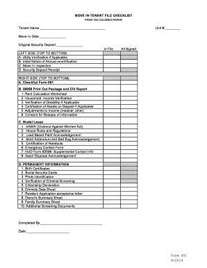 Tenant Move-In File Checklist