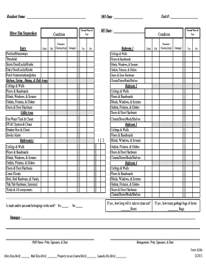 Move Out Inspection Form