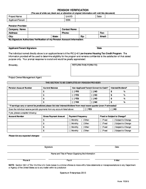 Pension Verification Form