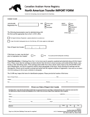 Canada Horse Import Form