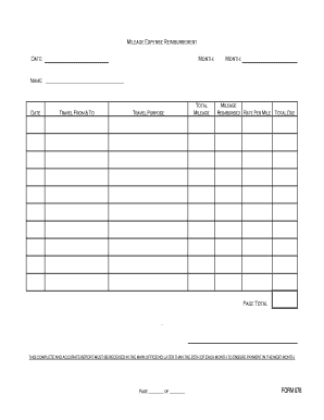 Mileage Expense Reimbursement Form