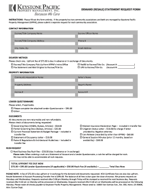 Resale Statement Request Form