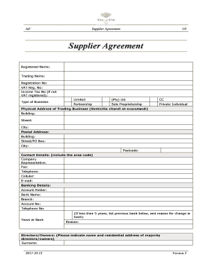 Supplier Agreement Form